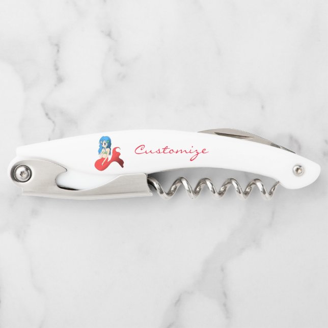 Cute Blue-haired Mermaid Thunder_Cove Corkscrew (Front)