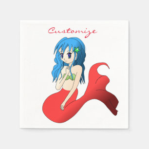 Cute Blue-haired Mermaid Thunder_Cove Napkin