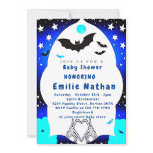 Cute  Blue Halloween baby shower Invitation 