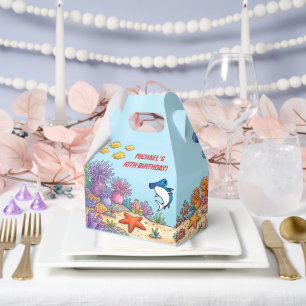 Cute Blue Hammerhead Shark Ocean Birthday Favor Box