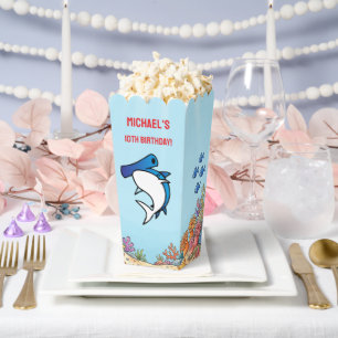 Cute Blue Hammerhead Shark Ocean Birthday Favor Box