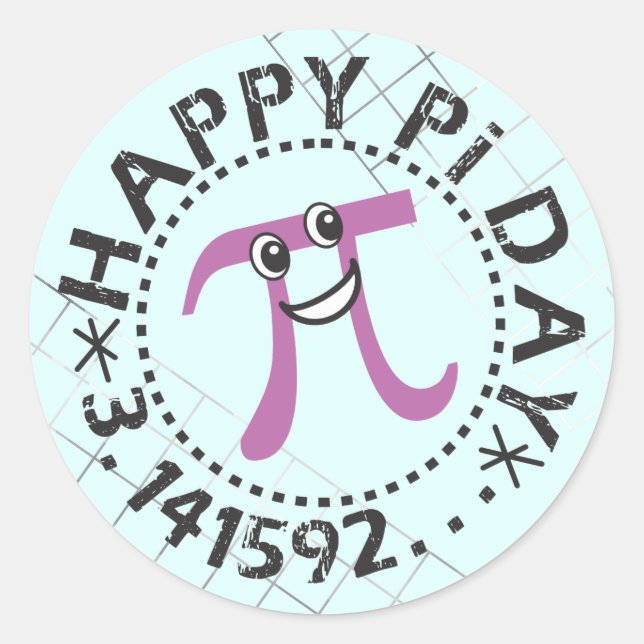 Cute Blue Happy Pi Day © - Stickers Cadeaux Pi Day (Devant)