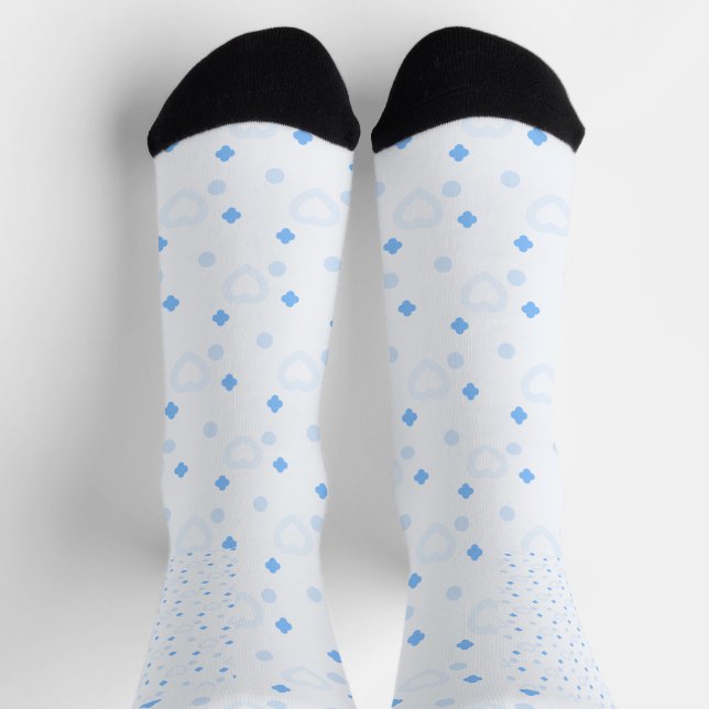 Cute Blue Heart Pattern Crew Socks (Top)