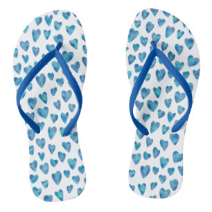 Cute Blue Heart Pattern Flip Flops