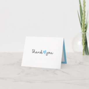 Cute Blue Heart Simple Merci