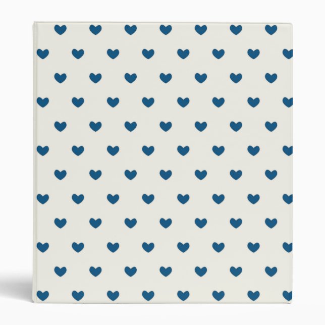 Cute Blue Hearts Pattern Binder (Front)