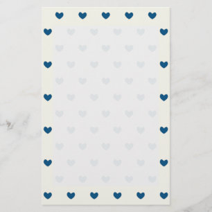 Cute Blue Hearts Pattern Stationery