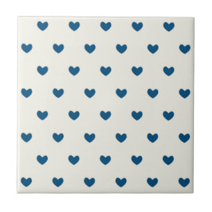 Cute Blue Hearts Pattern Tile
