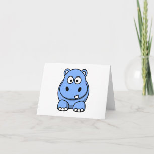 Cute Blue Hippo Card