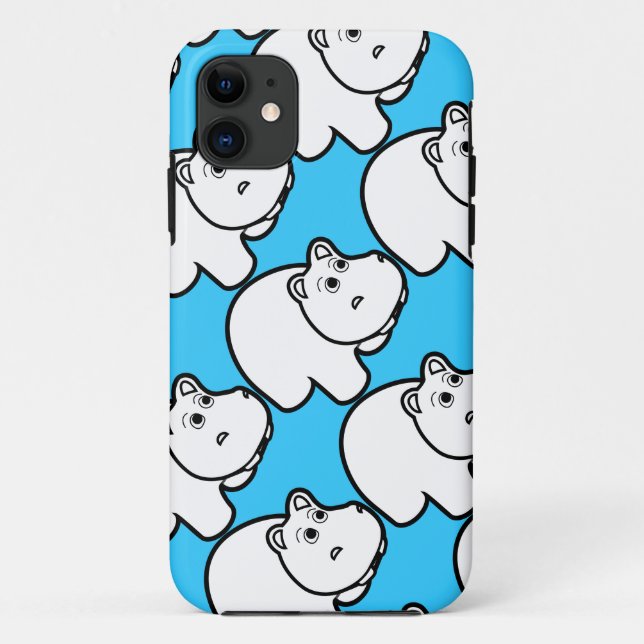 Cute Blue Hippo Case-Mate iPhone Case (Back)