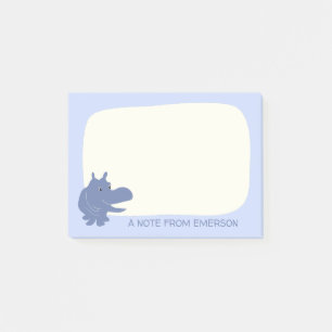 Cute Blue Hippo Hippopotamus Personalized Post-it Notes