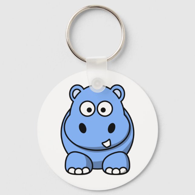 Cute Blue Hippo Keychain (Front)