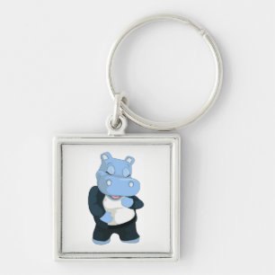 CUTE BLUE HIPPO KEYCHAIN
