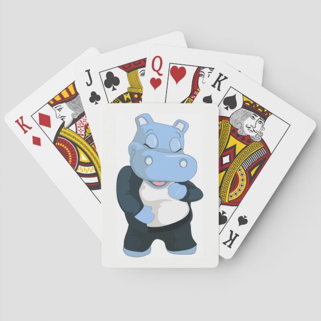 CUTE BLUE HIPPO PLAYING CARDS (Back)