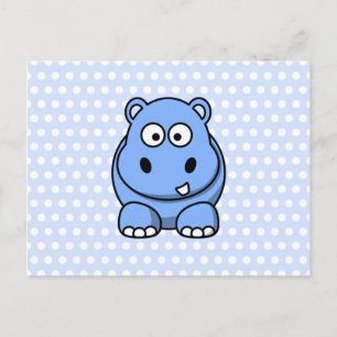 Cute Blue Hippo Postcard