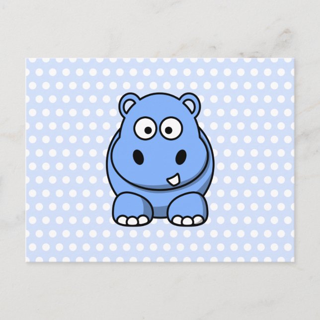 Cute Blue Hippo Postcard (Front)
