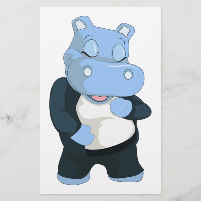 CUTE BLUE HIPPO STATIONERY (Front)