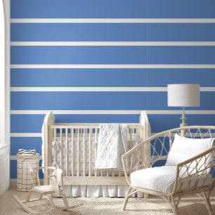 Cute Blue Horizontal Striped Pattern Wallpaper