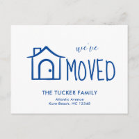 Cute Blue House We've Moved Moving Announcement