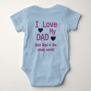 Cute Blue I Love My Dad Baby Boy Baby Bodysuit