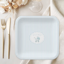 Cute Blue It's a Boy Stroller Baby Shower