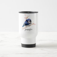 Cute Blue Jay Bird Personalized Travel Mug