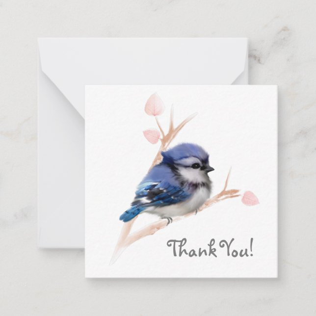 Cute Blue Jay Bird Thank You Note card (Front)