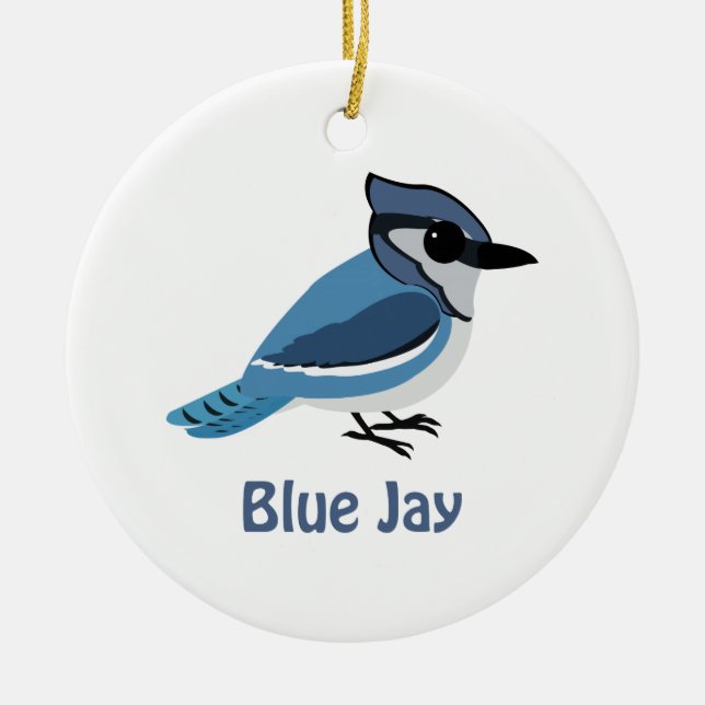 Cute Blue Jay Ceramic Ornament (Front)