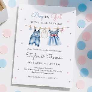 Cute Blue Jean Baby Genre Reveillez Invitation