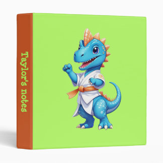 Cute blue karate dinosaur binder