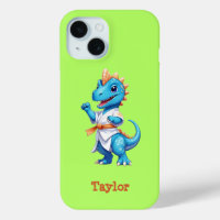 Cute blue karate dinosaur