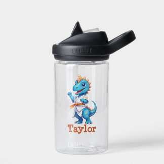 Cute blue karate dinosaur water bottle