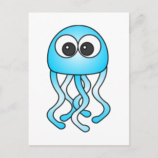 Cute Blue Kawaii Jellyfish Postcard
