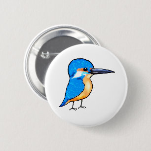 Cute Blue Kingfisher Bird Art 2 Inch Round Button