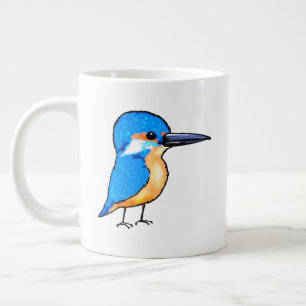 Cute Blue Kingfisher Bird Art Large Coffee Mug