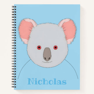 Cute Blue Koala Bear Personalized Notebook