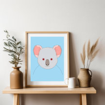 Cute Blue Koala Bear Portrait Poster