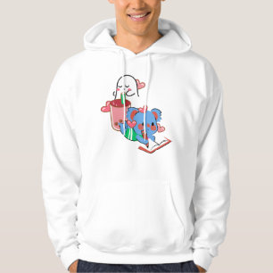 Cute Blue Koala Writing & Boba Tea Sleeping Ghost Hoodie