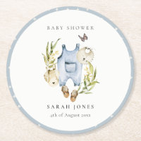 Cute Blue Leafy Foliage Boy Clothes Baby Shower