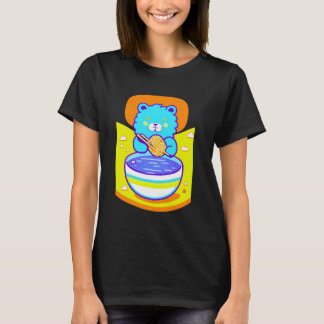 Cute Blue Lion Enjoying Ramen Noodles T-Shirt