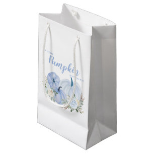 Cute Blue Little Pumpkin Baby Shower Small Gift Bag