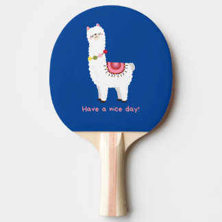 Cute blue Llama Alpaca Lama Have A Nice Day Ping Pong Paddle