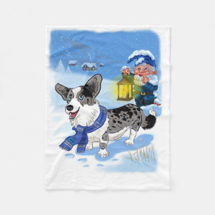 Cute blue merle in the snow fleece blanket