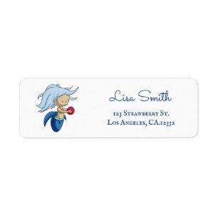 Cute Blue Mermaid Ball Return Address