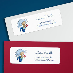 Cute Blue Mermaid Ball Return Address