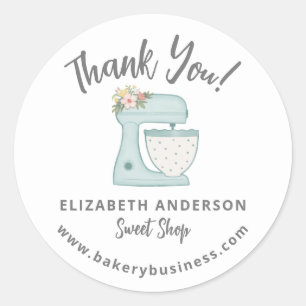 Cute Blue Mixer Bakery Business Thank you Sticker