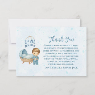 Cute Blue Mobile Crib baby Cot Baby Shower Thank You Card