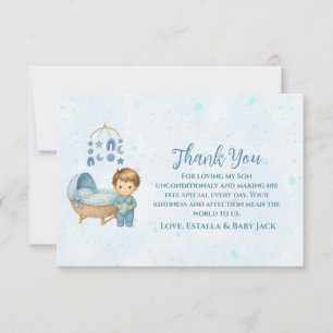 Cute Blue Mobile Crib baby cot Baby Shower  Thank You Card