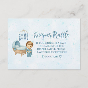 Cute Blue Mobile Crib baby cot Diaper Raffle Enclosure Card