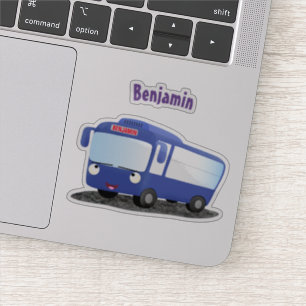 Cute blue modern bus cartoon illustration